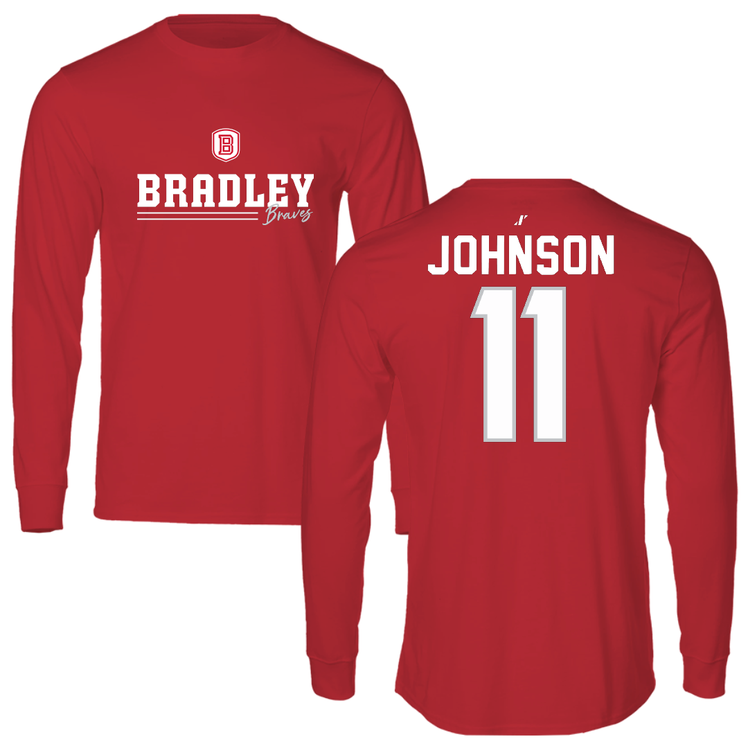 Bradley University Volleyball Red General Long Sleeve - #11 Abby Johnson