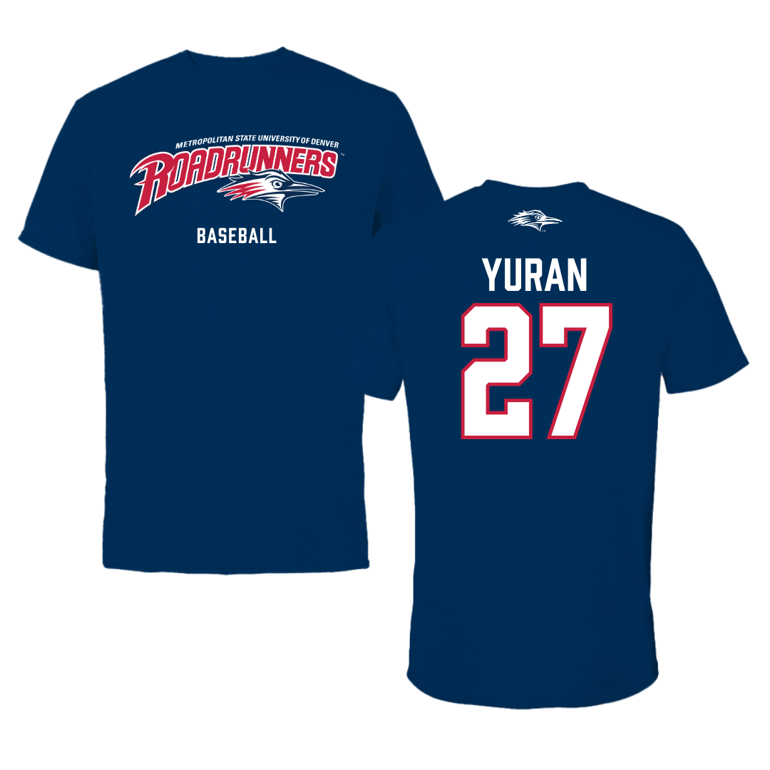 Metropolitan State University of Denver Baseball Navy Performance Tee - #27 Cam Yuran