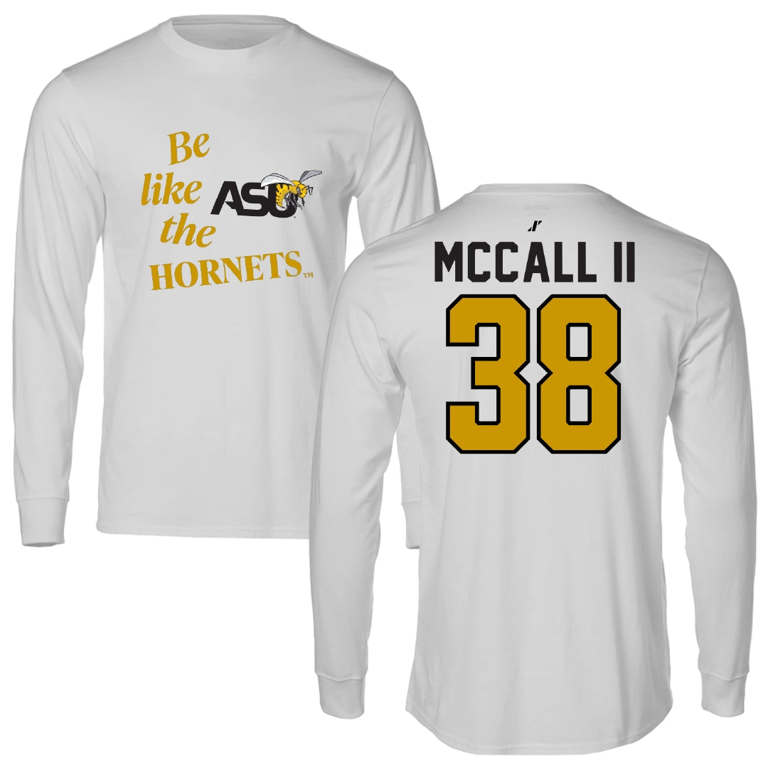 Alabama State University Football Light Gray Be Like Us Performance Long Sleeve - #38 Stewart McCall II