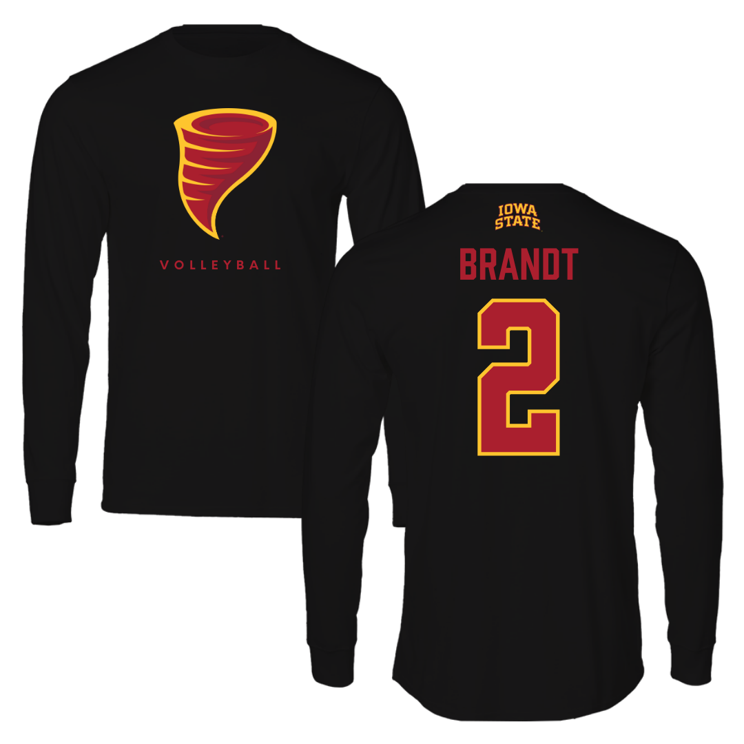 Iowa State University Volleyball Black Performance Long Sleeve - #2 Morgan Brandt