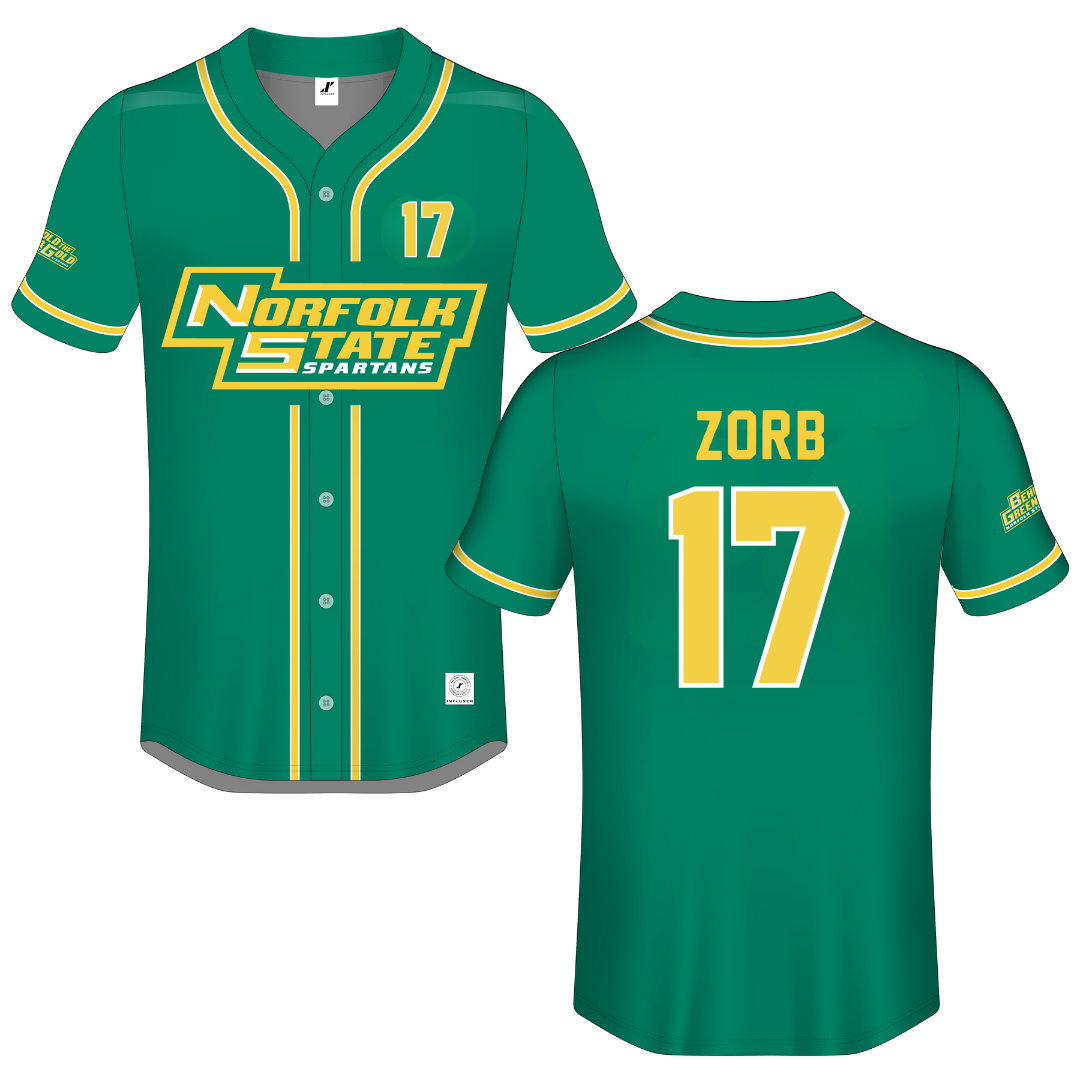 Norfolk State University Green Button-Down Jersey - #17 Lisa Zorb