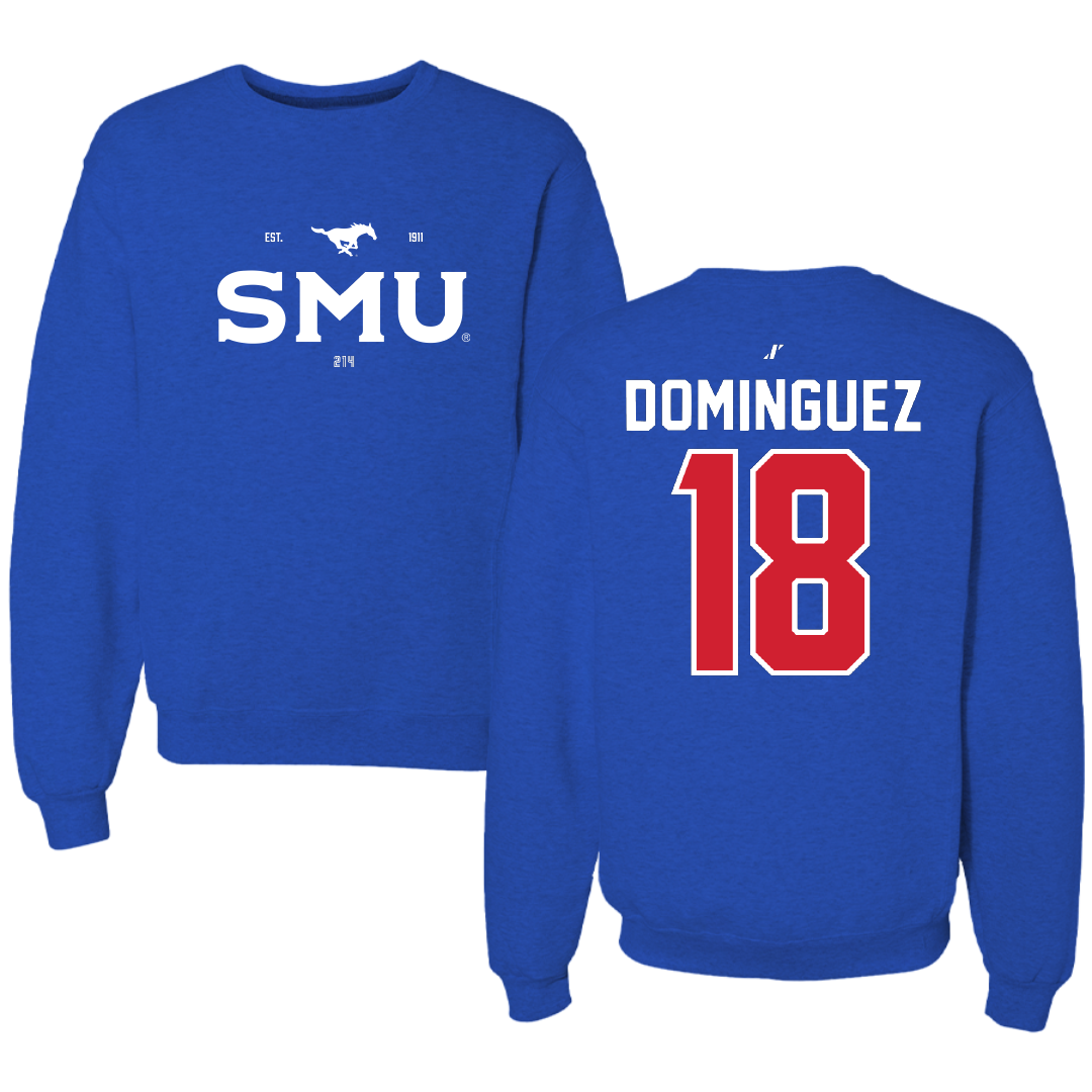 Southern Methodist University Soccer Blue General Crewneck - #18 Martin Dominguez