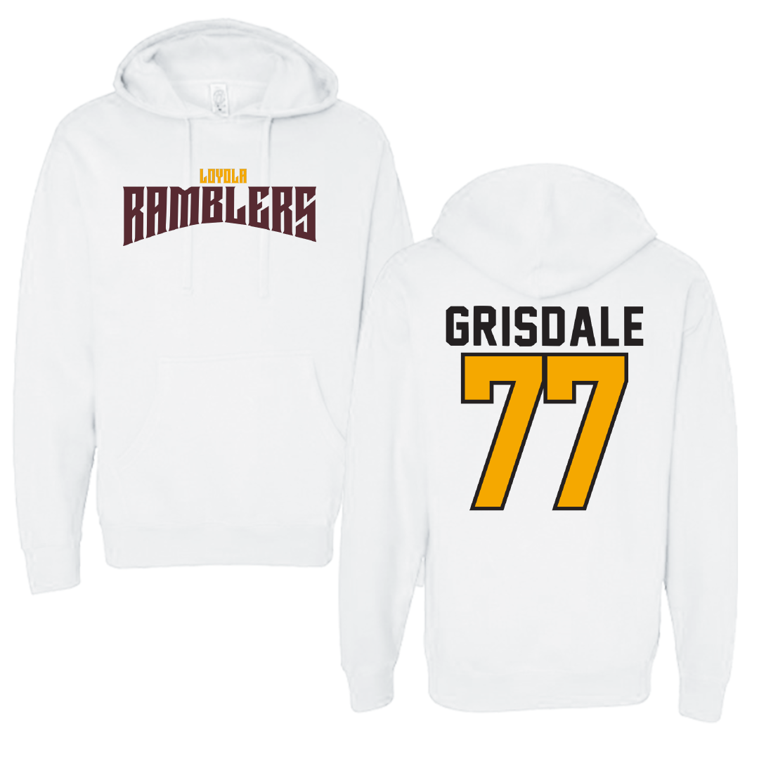 Loyola University-Chicago Soccer White Classic Hoodie - #77 Faith Grisdale