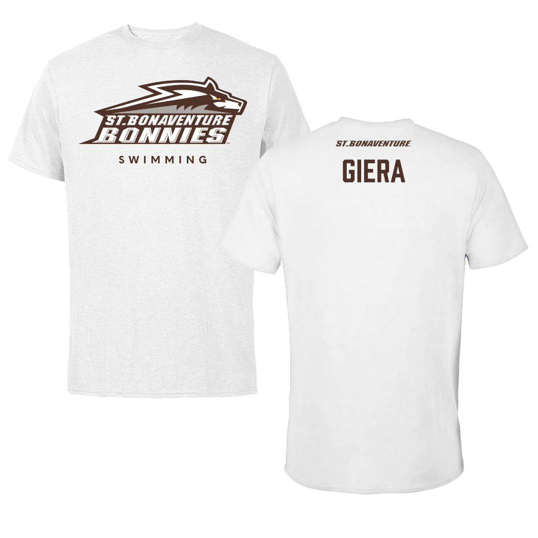 St. Bonaventure University Swimming & Diving White Tee - Ben Giera