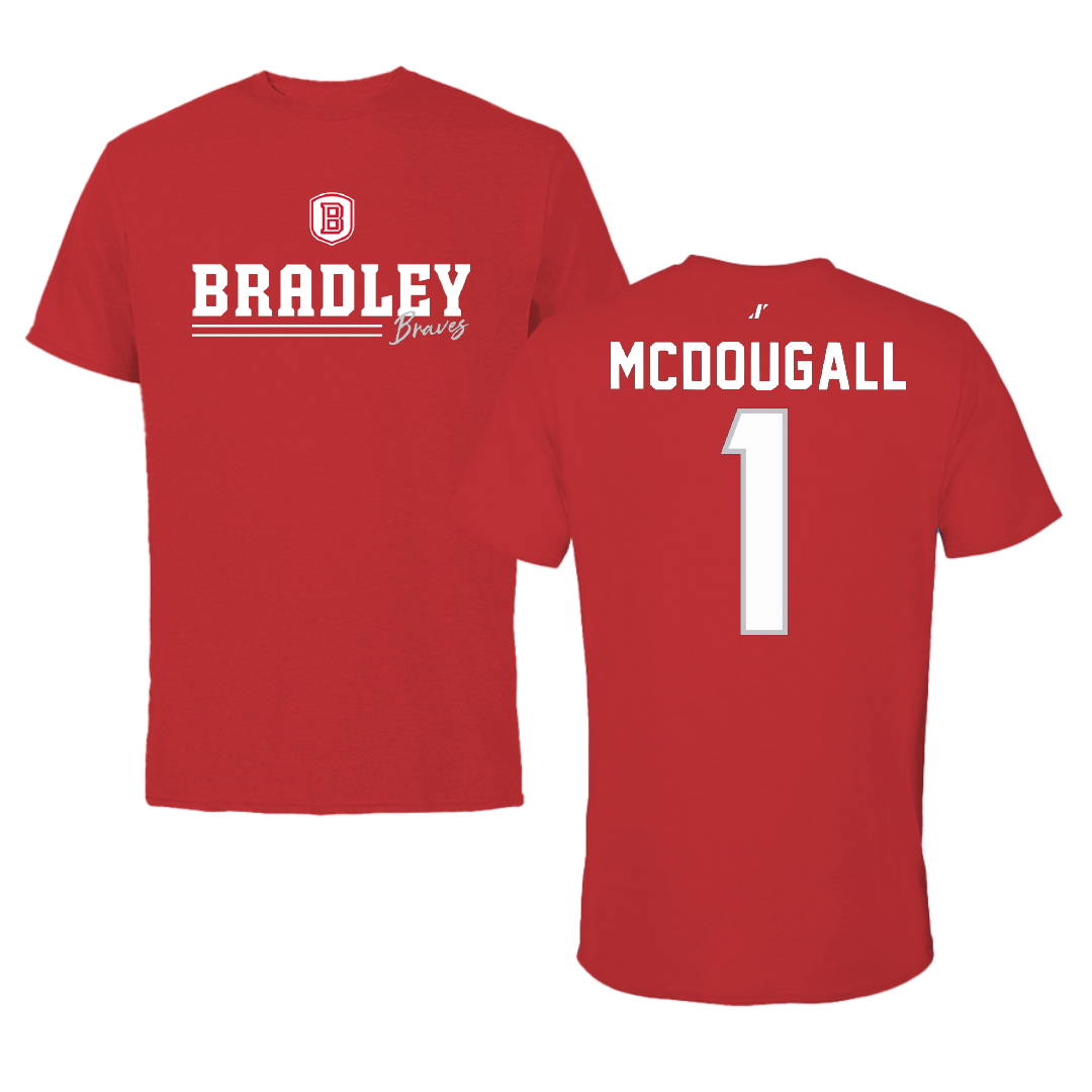 Bradley University Basketball Red General Performance Tee - #1 Claire McDougall