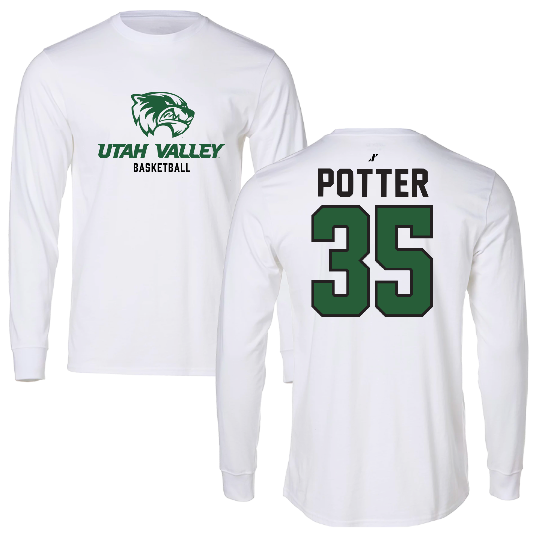Utah Valley University Basketball White Classic Long Sleeve - #35 Ethan Potter