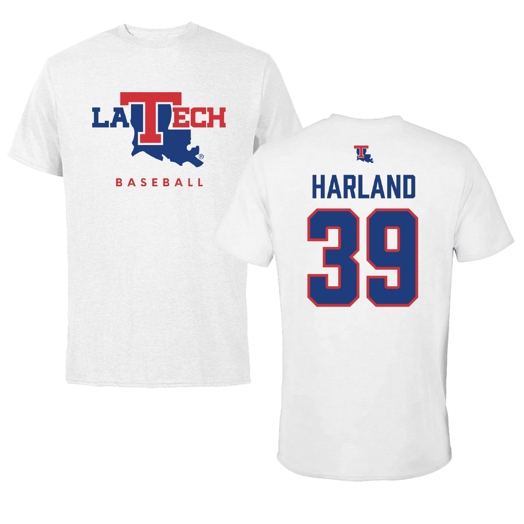 Louisiana Tech University Baseball White Performance Tee - #39 Ryan Harland