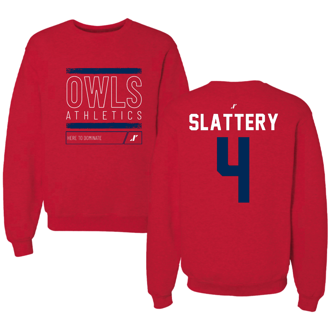 Florida Atlantic University Baseball Red Dominate Crewneck - #4 Joseph Slattery