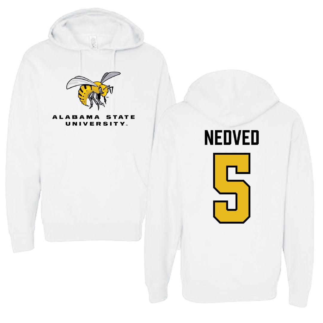 Alabama State University Soccer White Block Hoodie - #5 Katherine Nedved
