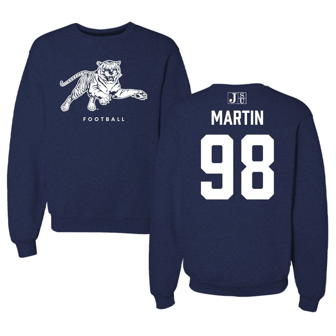 Jackson State University Football Navy Crewneck - #98 Tyas Martin