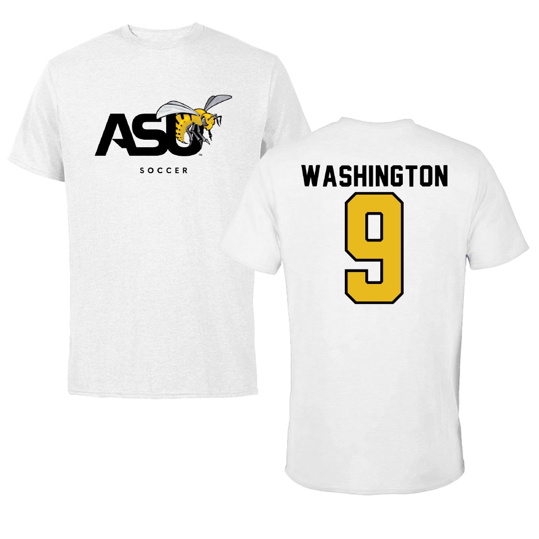 Alabama State University Soccer White ASU Performance Tee - #9 Sydney Washington