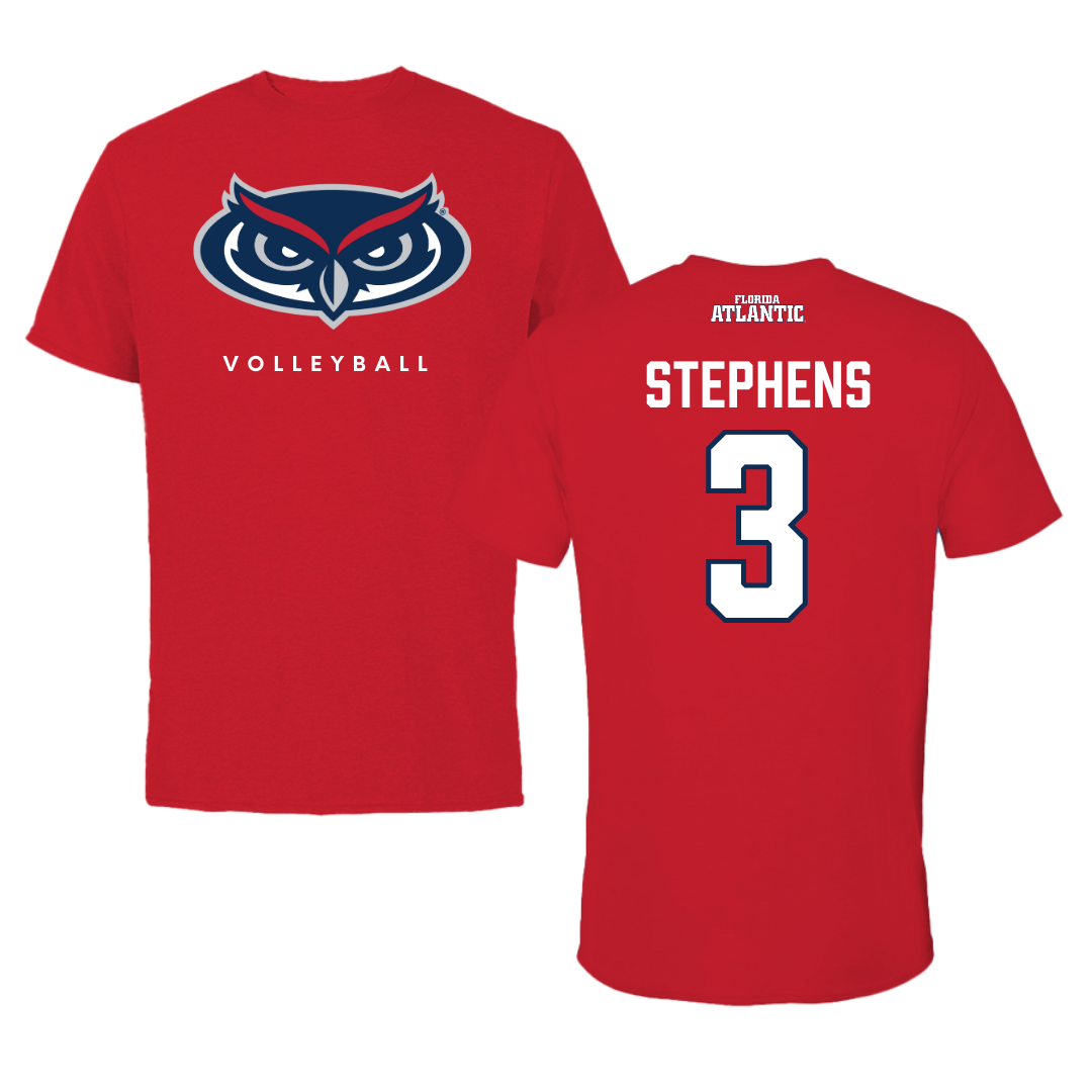 Florida Atlantic University Volleyball Red Jersey Performance Tee - #3 Nono Stephens