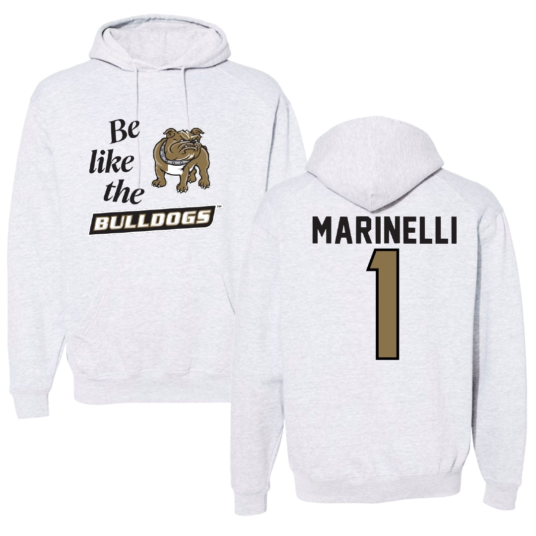Bryant University Soccer Light Gray Be Like Us Hoodie - #1 Luca Marinelli