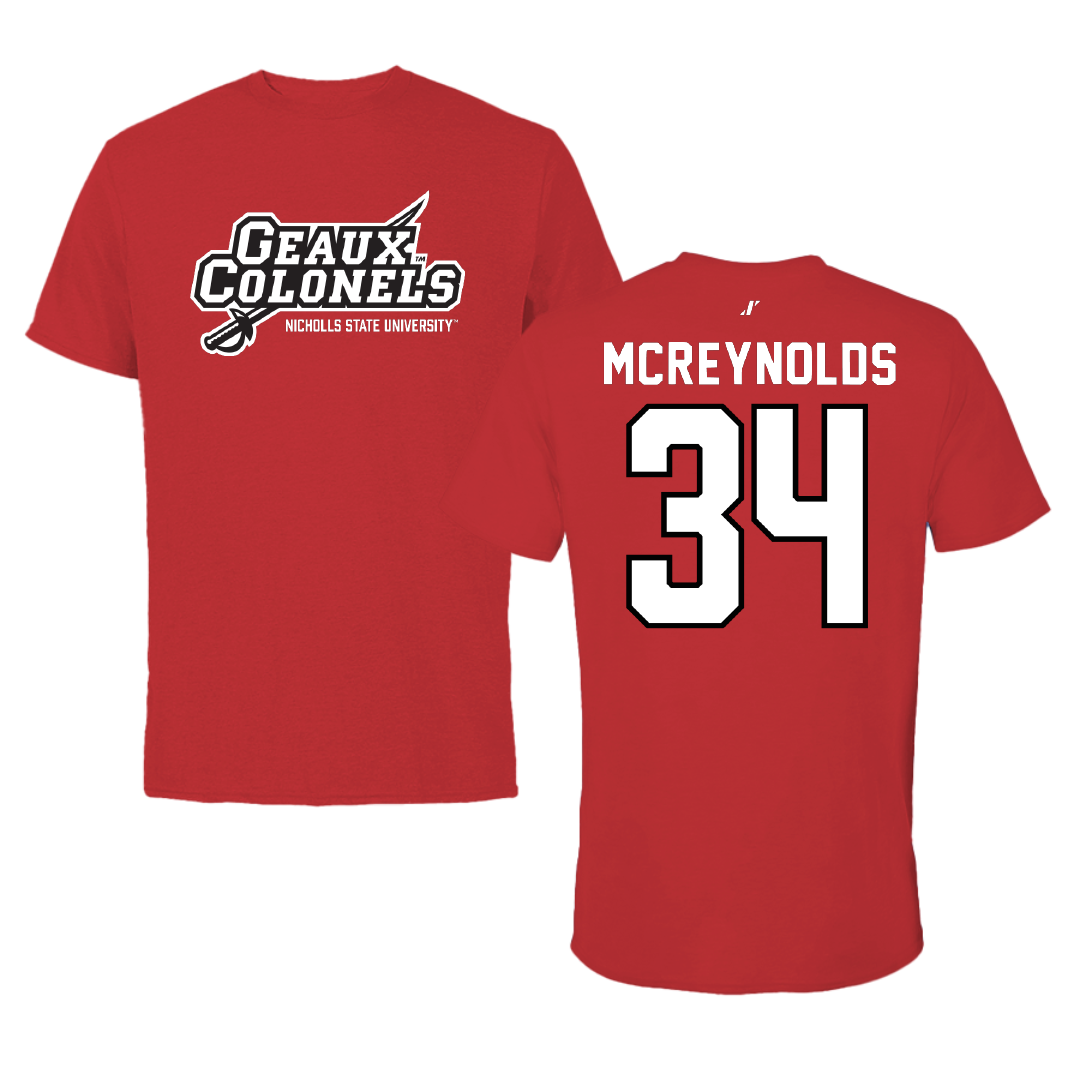 Nicholls State University Soccer Red General Performance Tee - #34 Mallory McReynolds