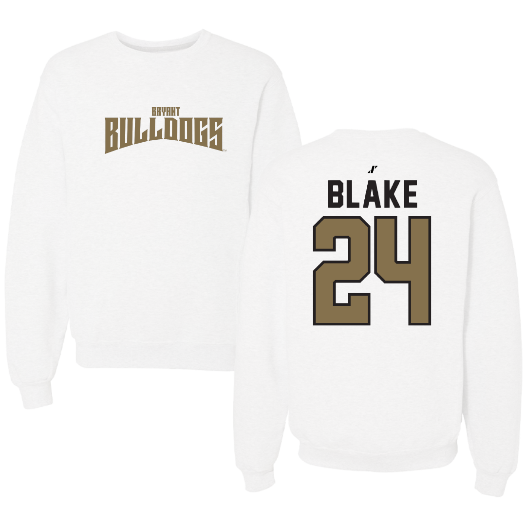 Bryant University Baseball White Classic Crewneck - #24 Evan Blake