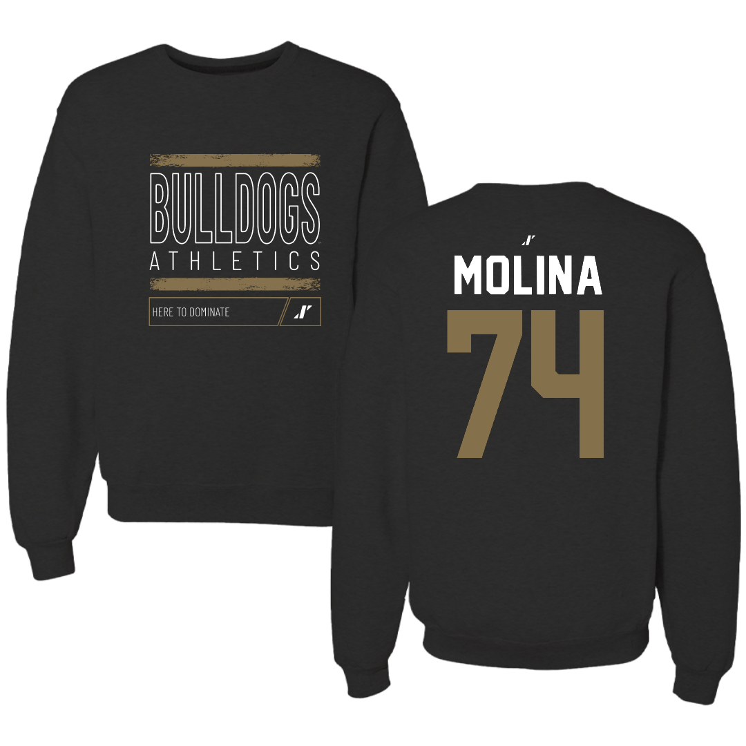 Bryant University Football Black Dominate Crewneck - #74 Nick Molina