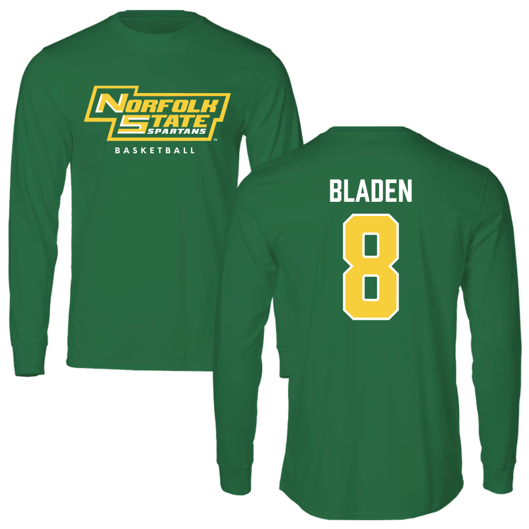 Norfolk State University Basketball Kelly Green Performance Long Sleeve - #8 Tyrel Bladen