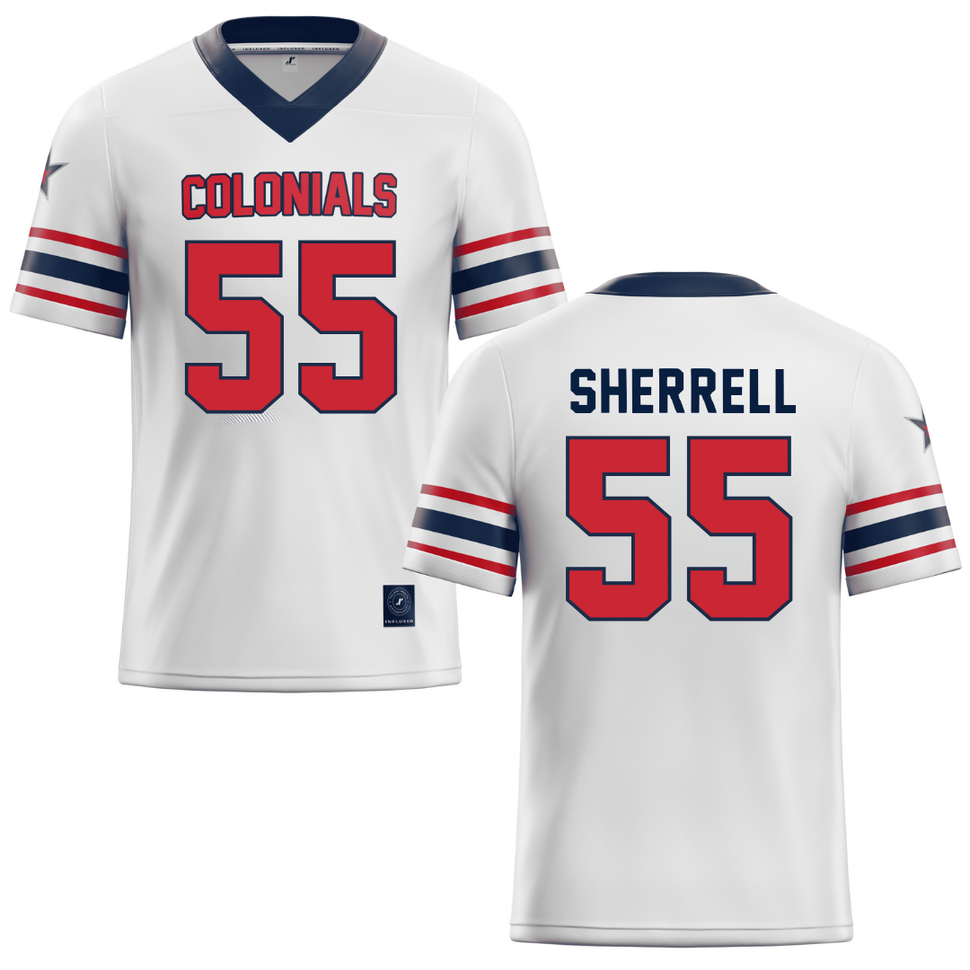 Robert Morris University White Football Jersey - #55 Tayvon Sherrell