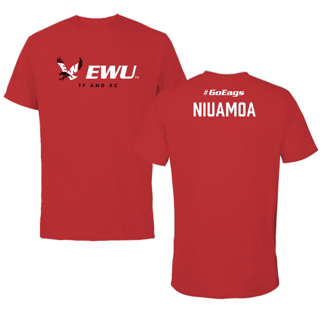 Eastern Washington University TF and XC Red Block Performance Tee - JJ Niuamoa