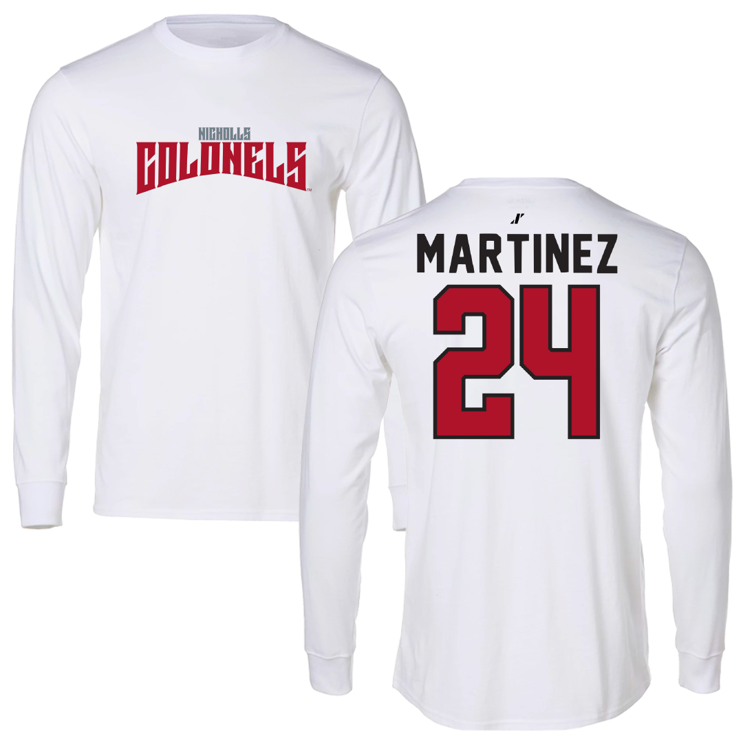 Nicholls State University Basketball White Classic Performance Long Sleeve - #24 Marypaz Martinez