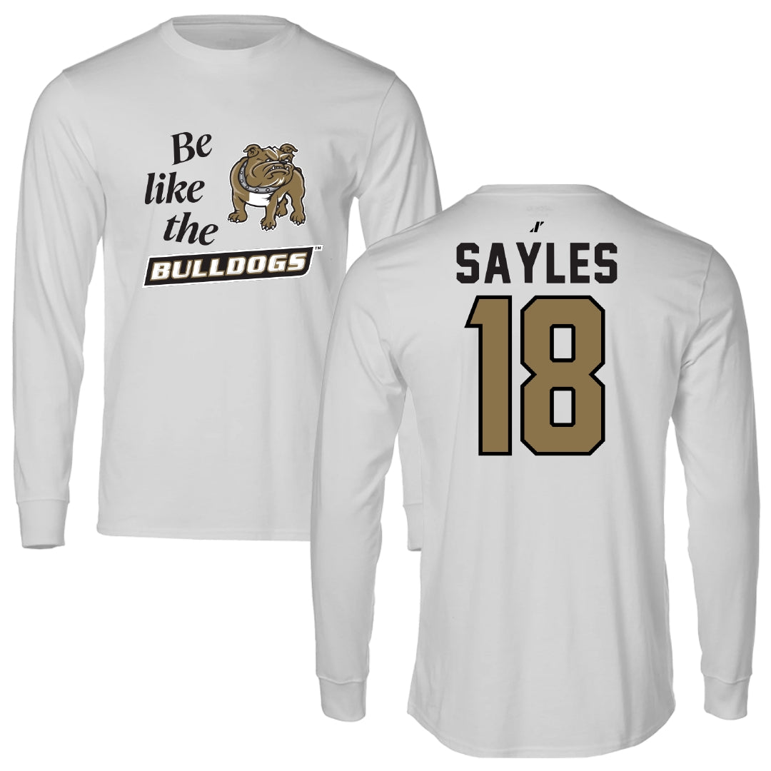 Bryant University Football Light Gray Be Like Us Performance Long Sleeve - #18 Braden Sayles
