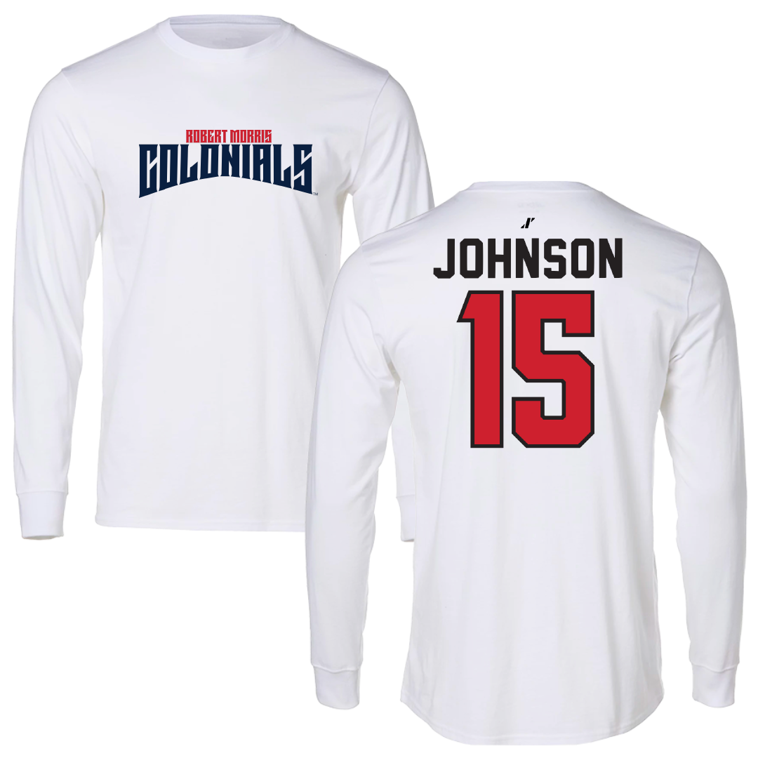 Robert Morris University Basketball White Classic Long Sleeve - #15 Natalie Johnson