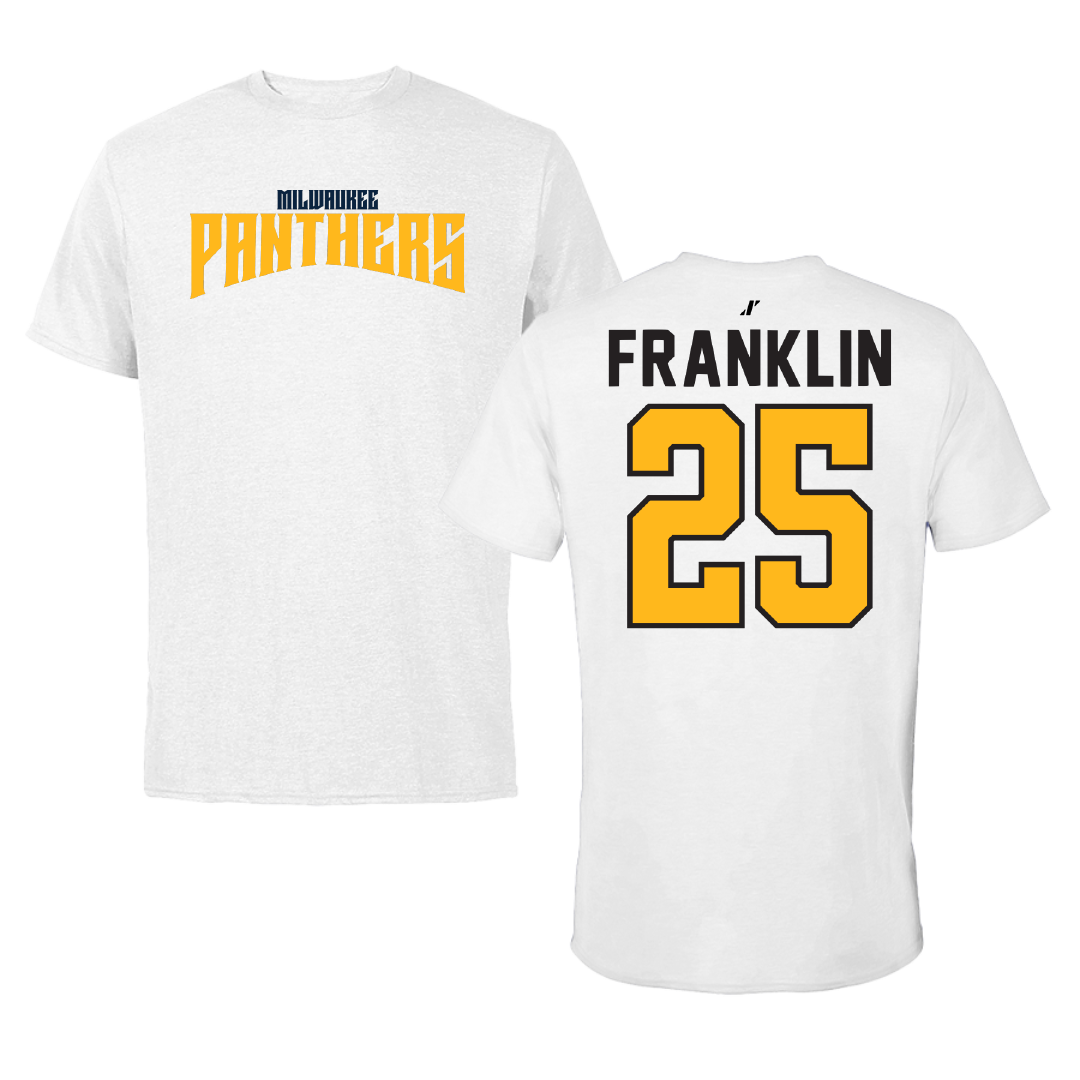 University of Wisconsin-Milwaukee Basketball White Classic Performance Tee - #25 Aaron Franklin