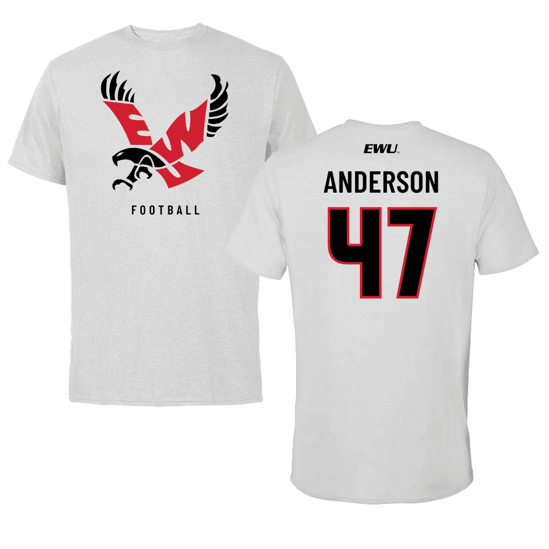 Eastern Washington University Football Light Gray Tee - #47 Samarai Anderson