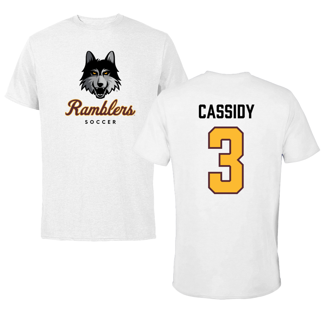 Loyola University-Chicago Soccer White Ramblers Tee - #3 Amanda Cassidy