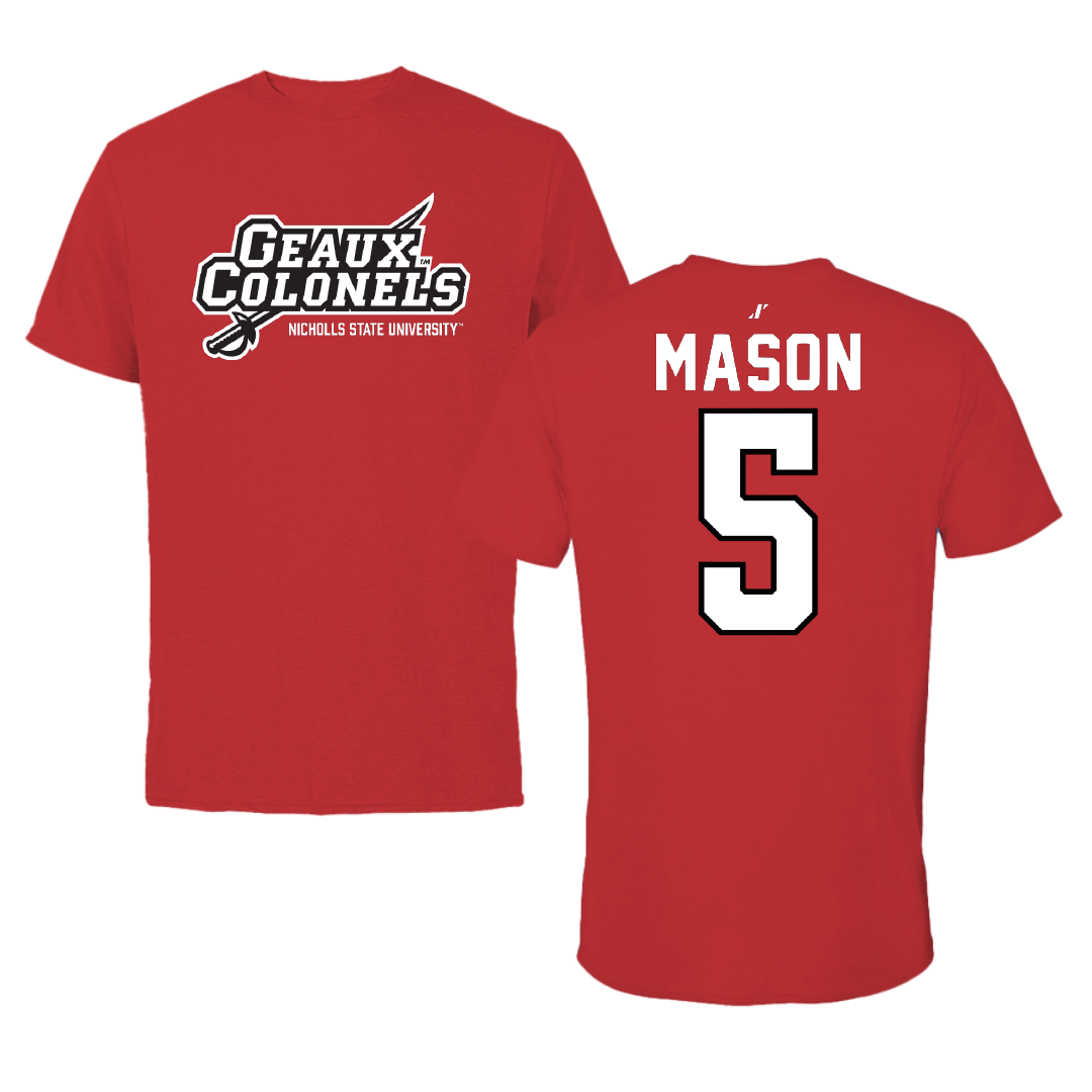 Nicholls State University Beach Volleyball Red General Performance Tee - #5 Hailey Mason