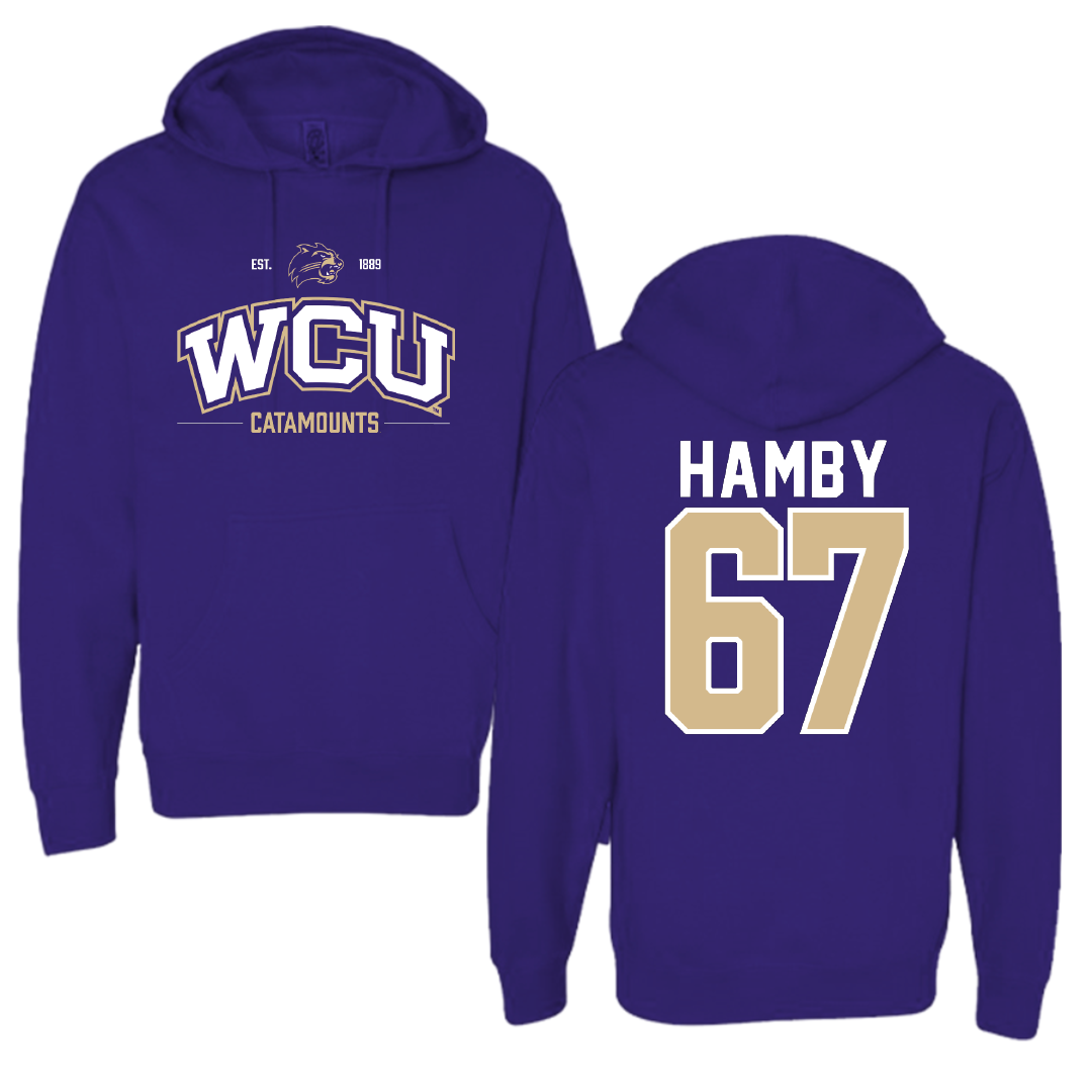 Western Carolina University Football Purple General Hoodie - #67 Steven Hamby