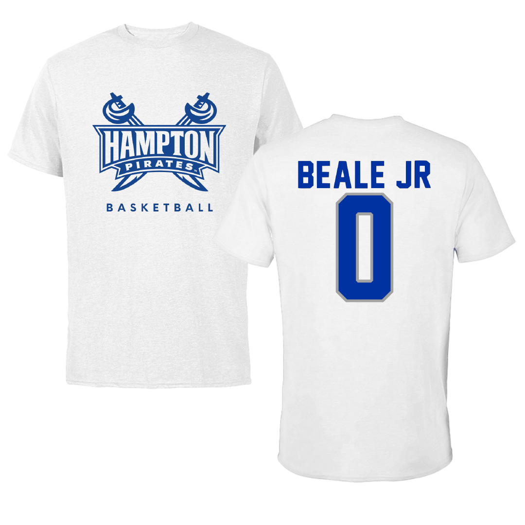 Hampton University Basketball White Performance Tee - #0 George Beale Jr