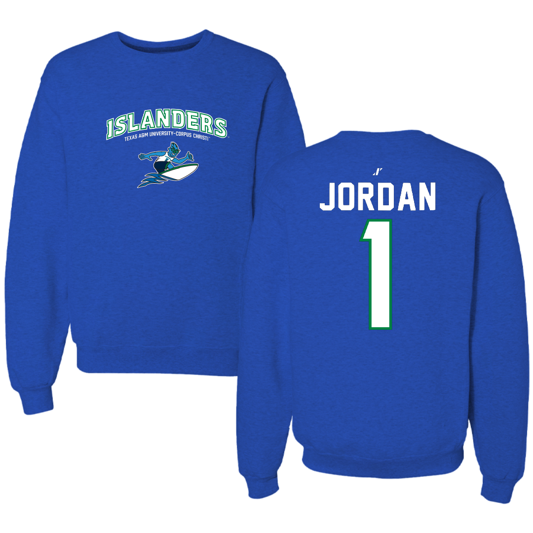 Texas A&M University-Corpus Christi Beach Volleyball Blue General Crewneck - #1 Raven Jordan