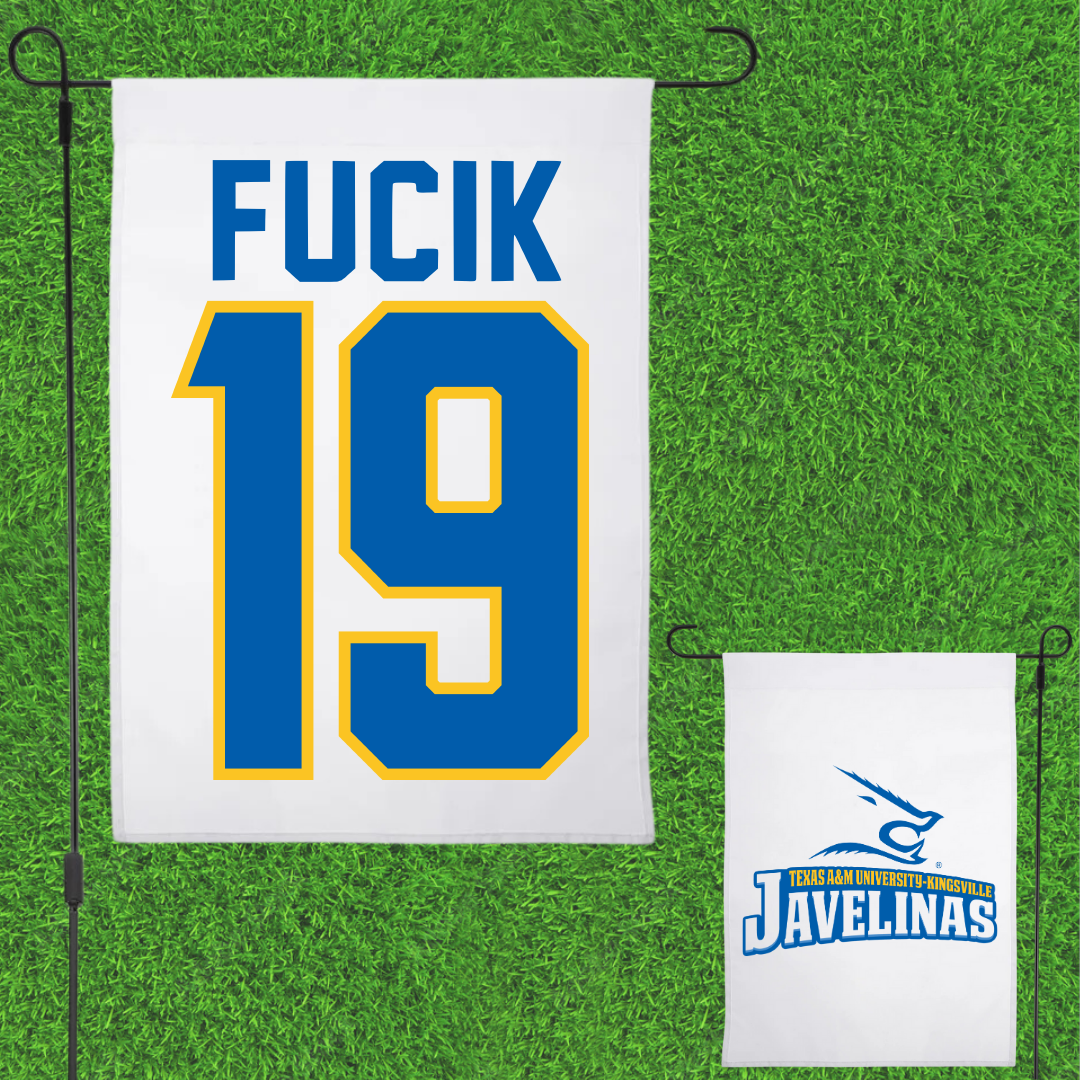 Texas A&M University-Kingsville Football White Garden Flag - #19 Bryce Fucik