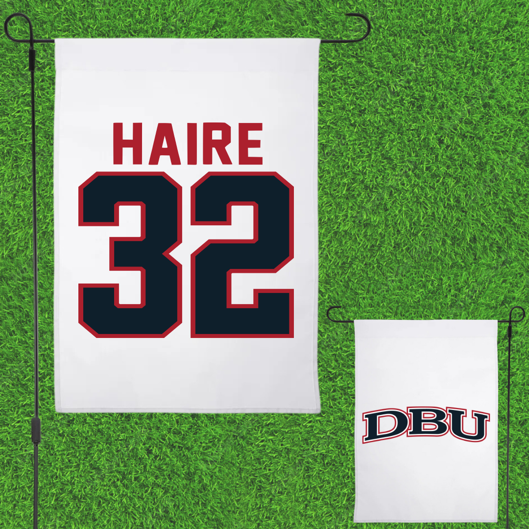 Dallas Baptist University Basketball White Garden Flag - #32 Justin Haire