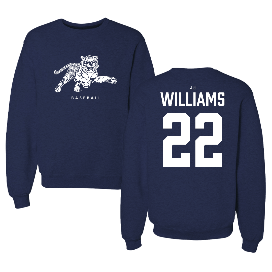 Jackson State University Baseball Navy Crewneck - #22 Isaiah Williams