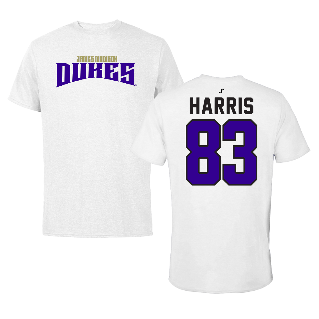 James Madison University Football White Classic Performance Tee - #83 Erick Harris