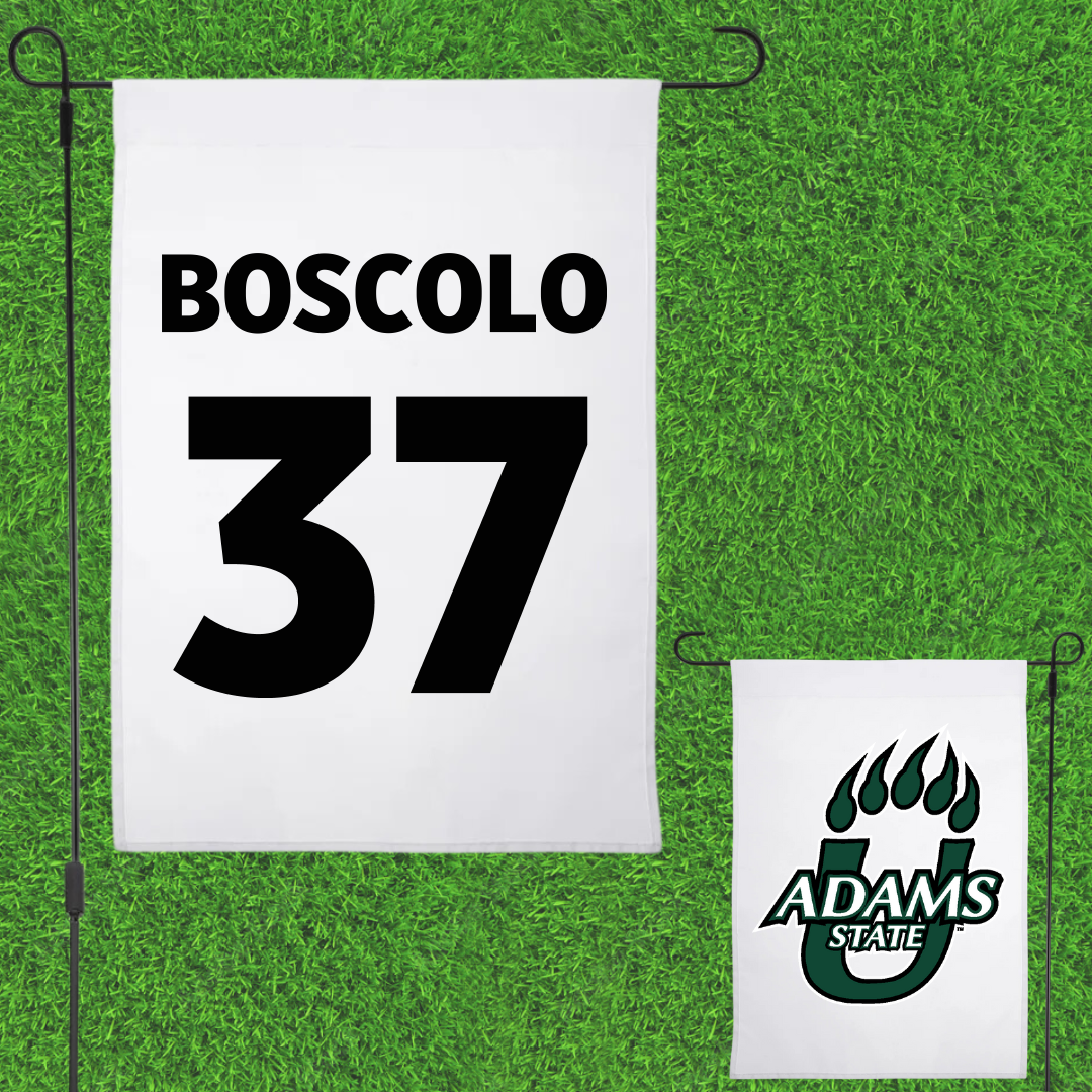 Adams State University Soccer White Garden Flag - #37 Francesco Boscolo