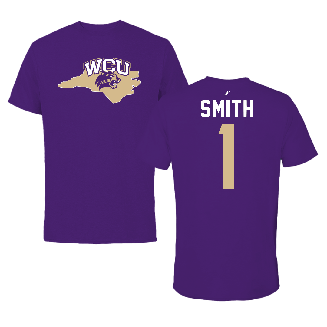 Western Carolina University Baseball Purple State Performance Tee - #1 Elijah Smith