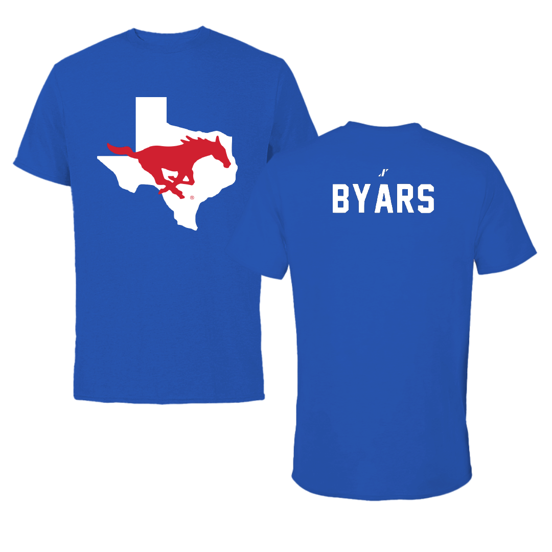 Southern Methodist University Soccer Blue State Performance Tee - #7 Truth Byars