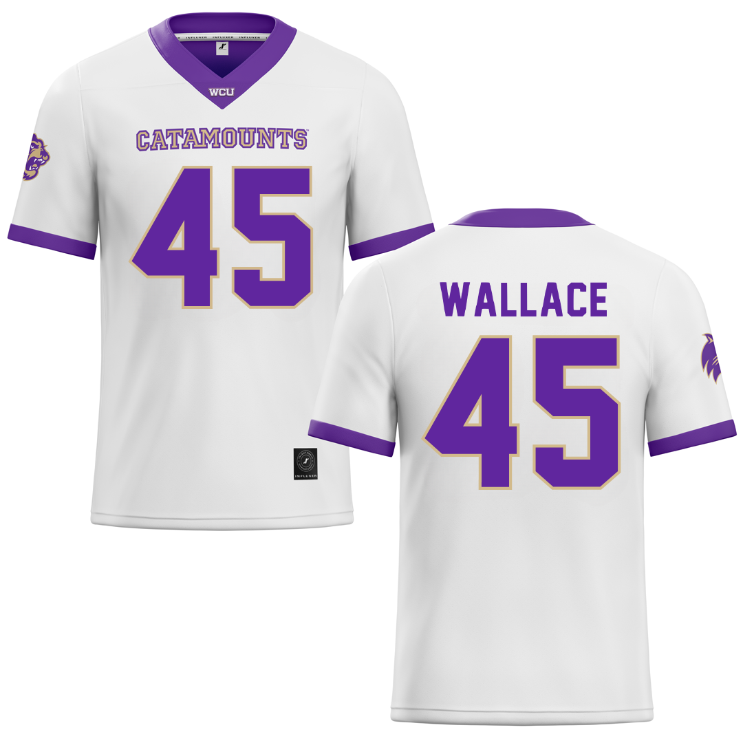 Western Carolina University White Football Jersey - #45 Justin Wallace