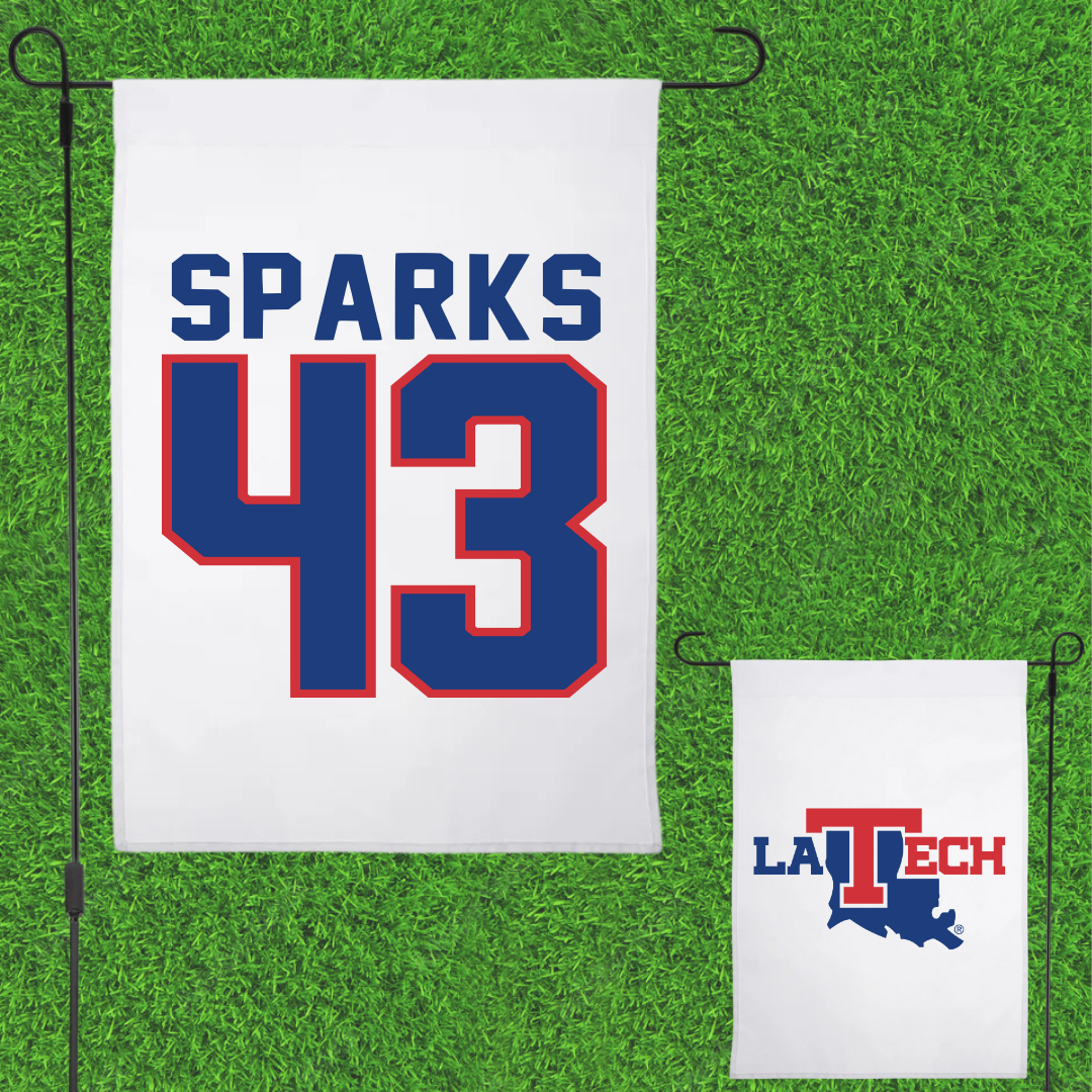 Louisiana Tech University Baseball White Garden Flag - #43 Alec Sparks