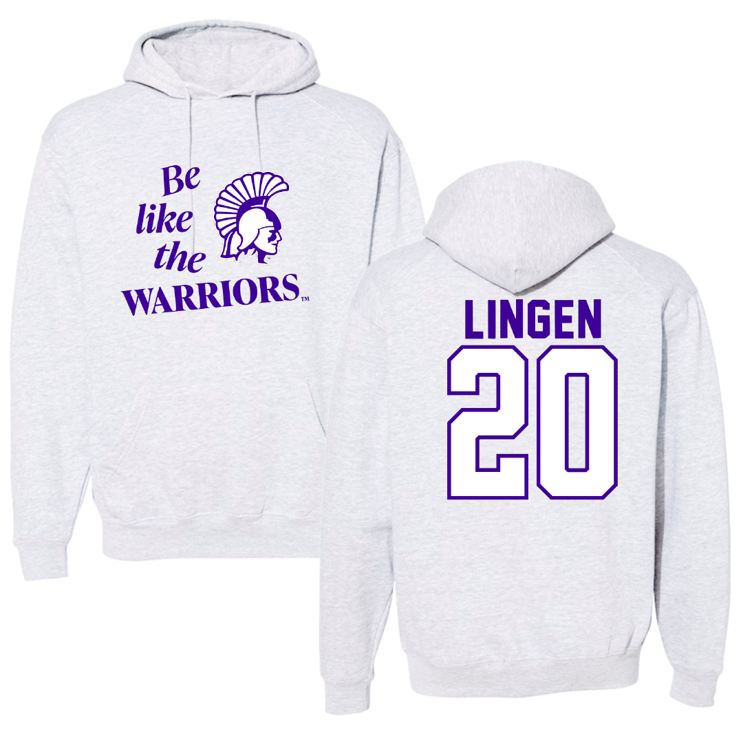 Winona State University Baseball Light Gray Be Like Us Hoodie - #20 Drew Lingen