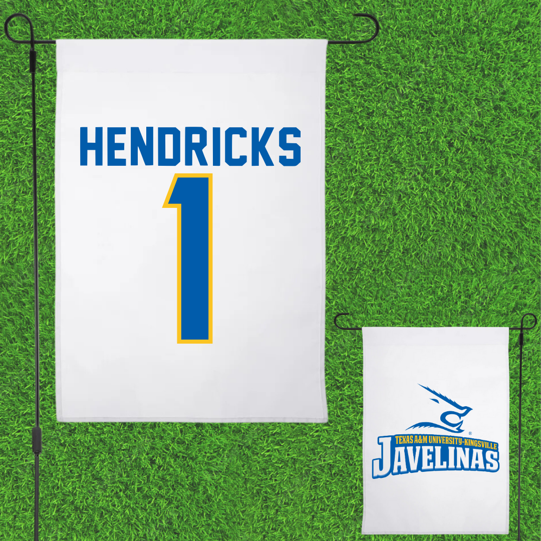 Texas A&M University-Kingsville Football White Garden Flag - #1 Demarcus Hendricks