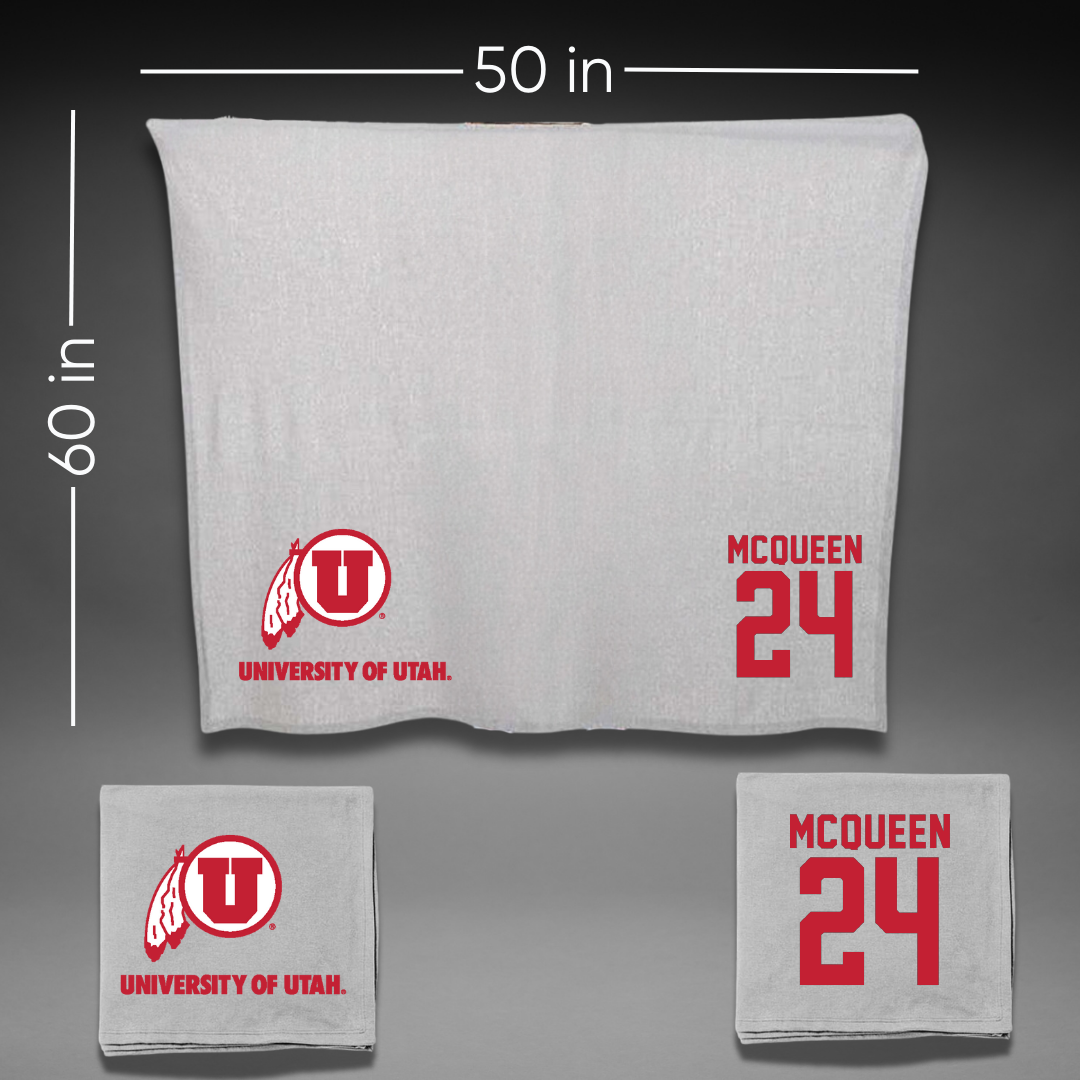 University of Utah Basketball Gray Blanket - #24 Kennady McQueen