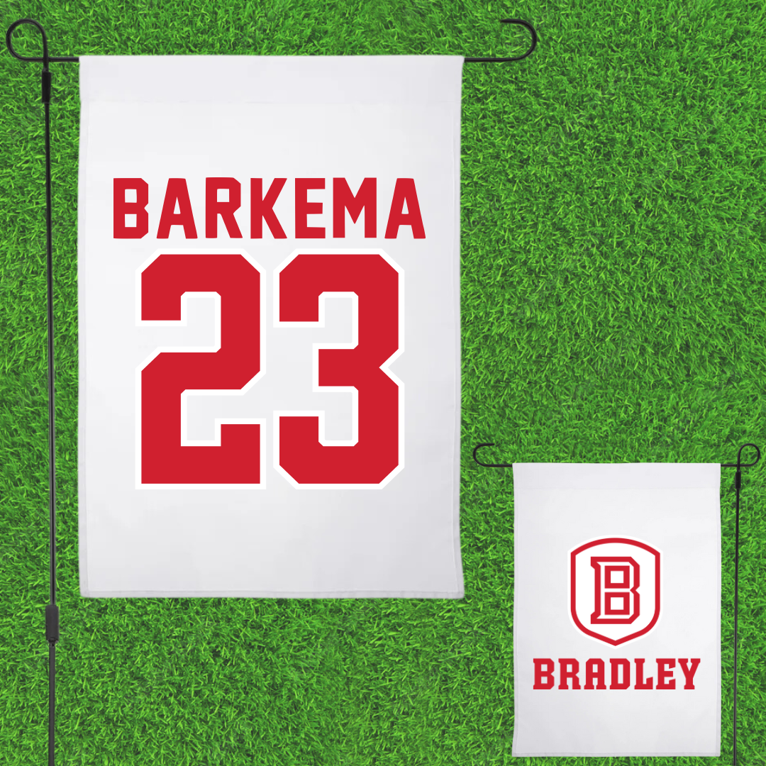 Bradley University Basketball White Garden Flag - #23 Reagan Barkema