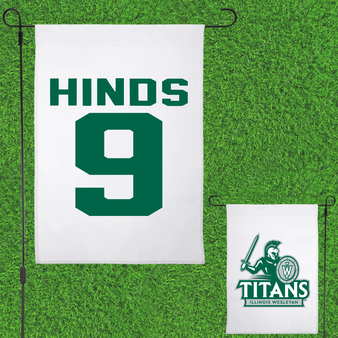 Illinois Wesleyan University Football White Garden Flag - #9 Zach Hinds