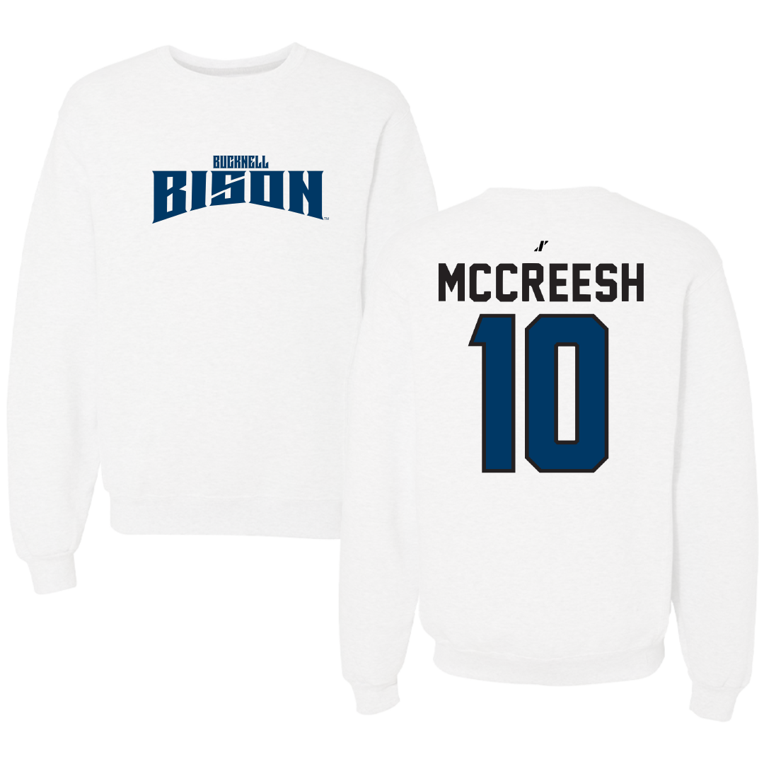 Bucknell University Basketball White Classic Crewneck - #10 Brandon McCreesh