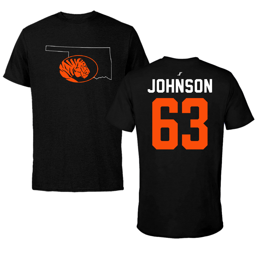 East Central University Football Black State Tee - #63 Tyson Johnson