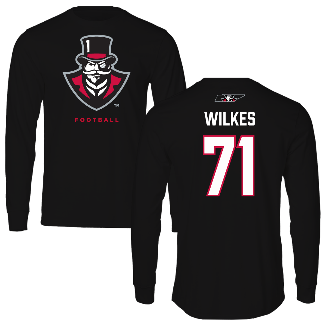Austin Peay State University Football Black Mascot Performance Long Sleeve - #71 Harrison Wilkes